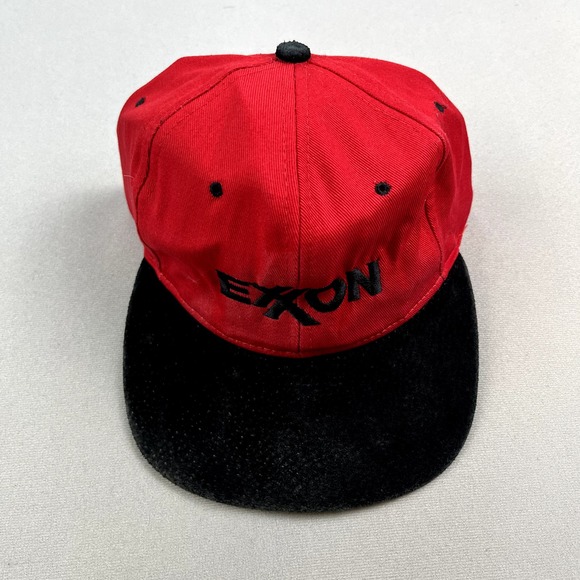 Vintage Exxon Mobil Hat Cap Strapback Red Adjustable Tiger Gas Oil Racing 90s - Picture 2 of 8